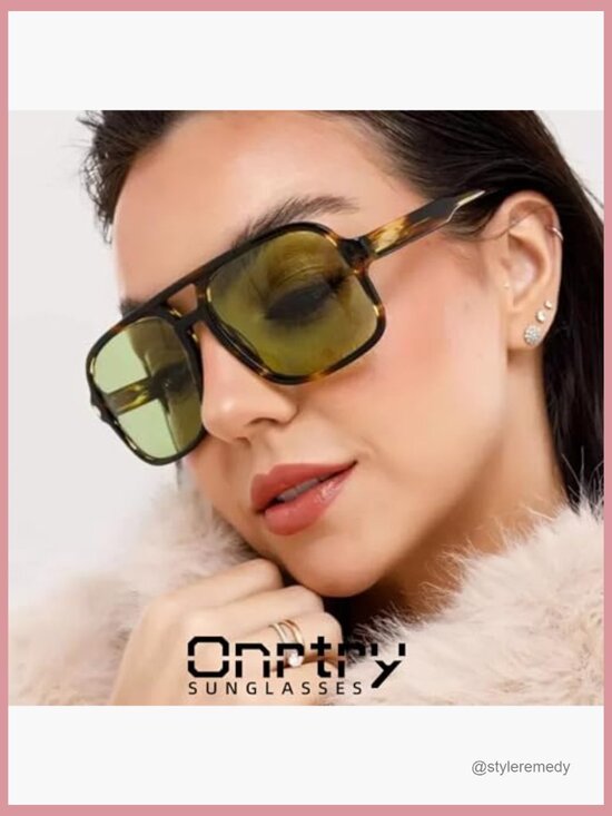 Retro Aviator Sunglasses, Acetate Metal Frames, UV400 Protection